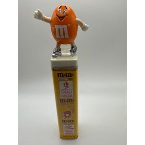 Vintage 1992 Olympics M&Ms Orange Character Ice Skates Candy Dispenser Tin 1991